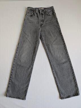 LEVIS Premium Big "E" Womens 99% Cotton Ribcage Straight Ankle Jeans Gray 26x27